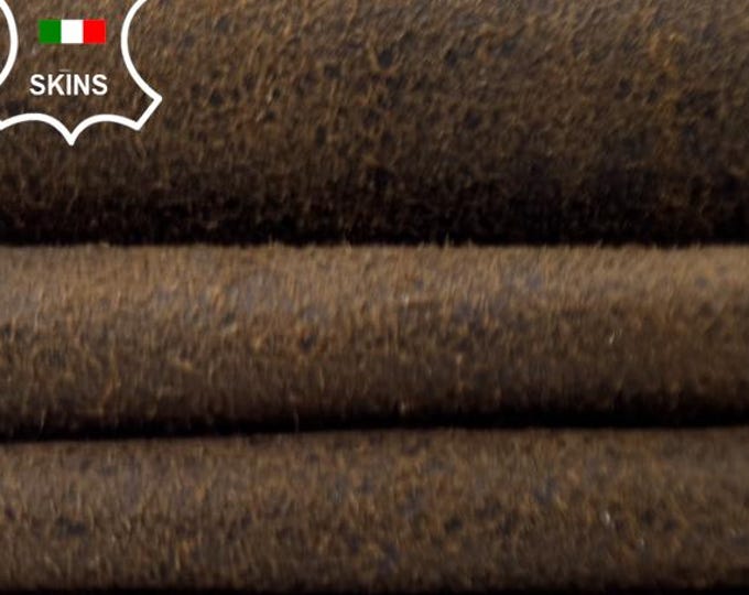 BROWN NUBUCK CRACKED Very Vintage Look Soft Italian Lambskin Sheep Lamb leather hide hides skin skins 6sqf 0.8mm #C6280