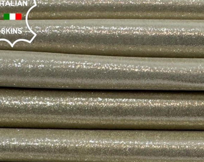 Delivered Duty paid - METALLIC LIGHT GOLD Shimmer Soft Italian Lamb leather pack 2 skins total 12+sqf 0.7mm #C7378