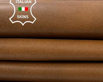 TAN BROWN DISTRESSED Antiqued Soft Italian Lambskin Sheep Lamb Leather pack 2 skins total 7sqf 0.7mm #C2789