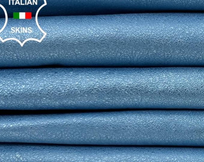 METALLIC LIGHT BLUE Washed Cracked Thick Soft Goat leather pack 2 skins total 12sqf 1.1mm #C7289