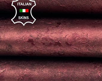 METALLIC OLD WINE Textured Antiqued Rough Italian Goatskin Goat leather pack 2 hides skins total 6+sqf 0.8mm #C5841