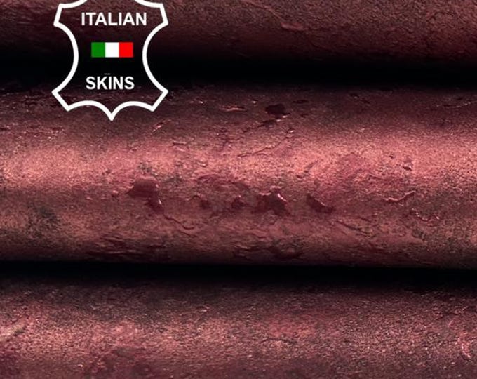 METALLIC OLD WINE Textured Antiqued Rough Italian Goatskin Goat leather pack 2 hides skins total 6+sqf 0.8mm #C5841