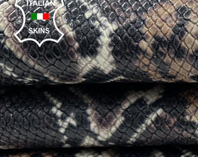 DARK BROWN PYTHON Snake Print Embossed On Thick Strong Italian Goatskin Goat Leather hide hides skin skins 7sqf 1.3mm #C4973