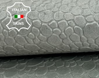 UNDYED GREENISH BUBBLES Embossed Thick Strong Italian Goat leather pack 2 skins total 14sqf 1.7mm #Z246