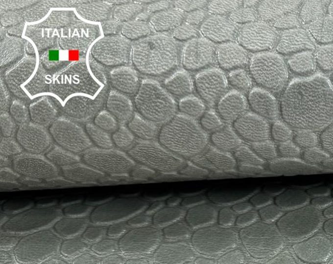 Delivered Duty paid - UNDYED GREENISH BUBBLES Embossed Thick Strong Italian Goat leather pack 2 skins total 14sqf 1.7mm #Z246