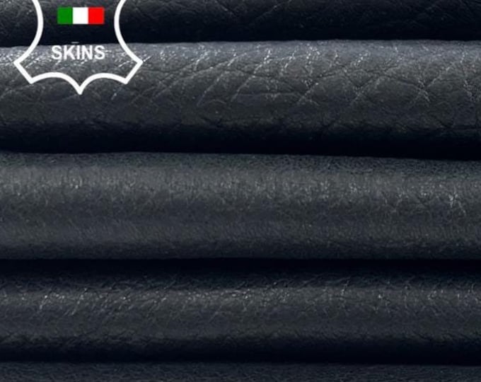 BLACK CONCRETE GRAINY Thick Soft Italian Lambskin Lamb Sheep Leather pack 6 hides skins total 28sqf 1.2mm #C1824