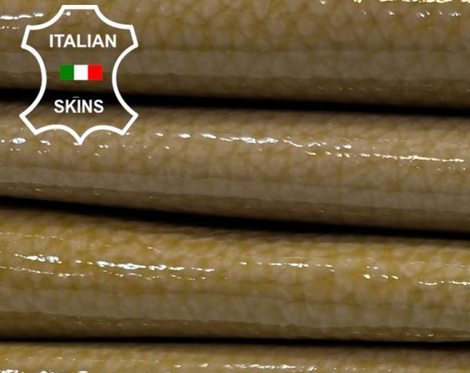 Delivered Duty paid - PATENT SAND SHINY Textured Thick Strong Italian Calf leather pack 2 skins total 5sqf 1.4mm #Z500