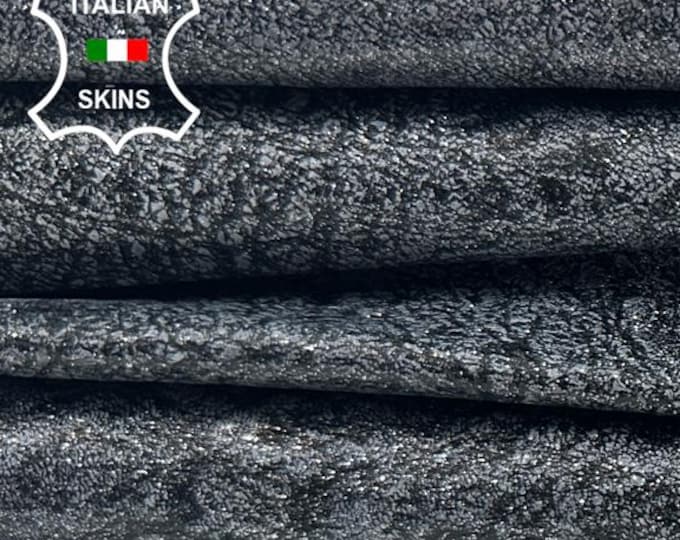GREY WASHED PEARLISED Crinkled Vintage Look Thick Italian Goatskin Goat leather pack 4 hides skins total 16+sqf 1.2mm #C5777