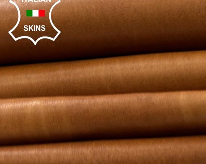 NATURAL ANILINE SADDLE Tan Brown Vegetable Tan Thin Soft Italian Lambskin Sheep Lamb leather pack 8 hides skins total 35+sqf 0.6mm #C5304