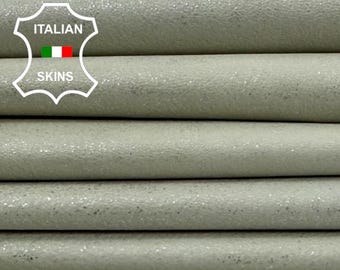 GREENISH GREY DISTRESSED Silver Vintage Look Soft Italian Goat leather pack 2 skins total 10sqf 0.7mm #Z502