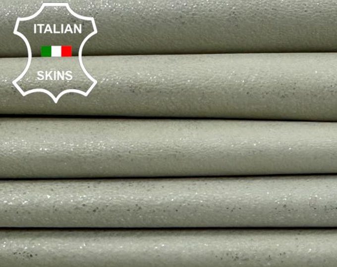 Free FedEx & Duties - GREENISH GREY DISTRESSED Silver Vintage Look Soft Italian Goat leather pack 2 skins total 10sqf 0.7mm #Z502