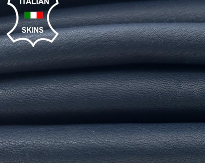 BLUE NAVY WASHED Vegetable Tan Rough Thick Italian Lambskin Sheep Lamb leather pack 2 hides skins total 12sqf 1.5mm #C5781