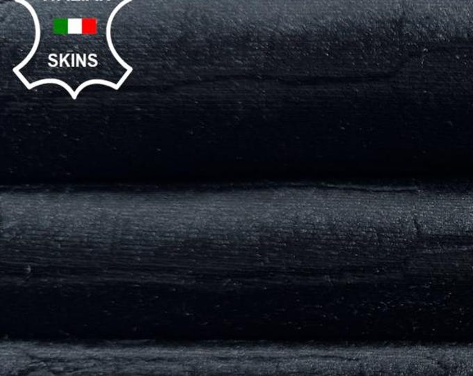 Delivered Duty Paid-BLACK VELVET CROCODILE Print On Soft Italian Lamb leather skin 4sqf 0.9mm #C6831