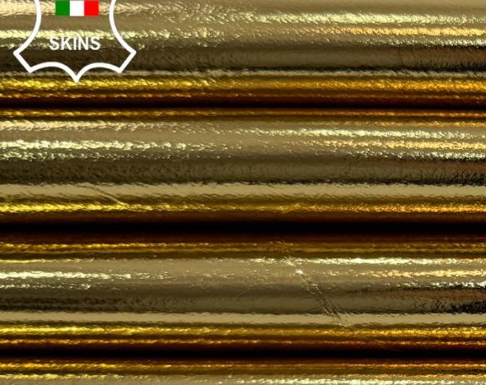 METALLIC GOLD Italian Lambskin Sheep Lamb leather pack 2 hides skins total 14sqf 0.8mm #C6559