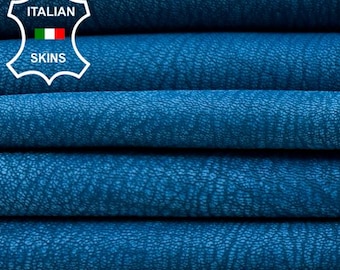 WASHED BLUE TEXTURED Vegetable Tan Vintage Look Soft Italian Goatskin Goat leather pack 3 hides skins total 14sqf 1.0mm #C5050