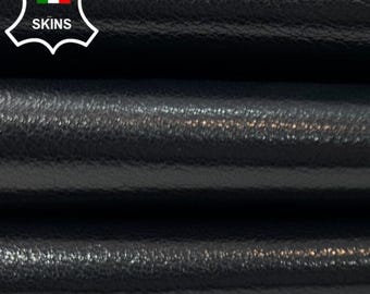 MIDNIGHT SHINY ROUGH Very Dark Blue Strong Italian Goatskin leather skin 3sqf 0.8mm #C5966