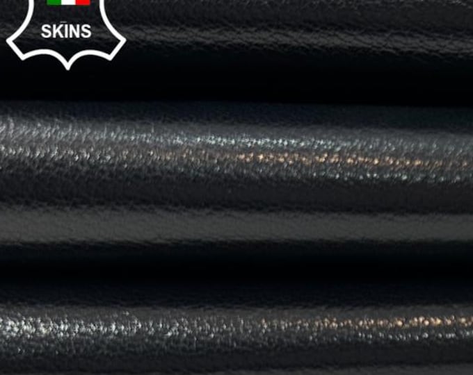 MIDNIGHT SHINY ROUGH Very Dark Blue Strong Italian Goatskin Goat leather hide hides skin skins 3sqf 0.8mm #C5966