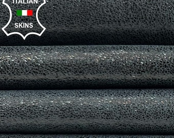 Free FedEx & Duties - DARK GREY CRACKED Shimmer Shiny Print Thick Soft Lamb leather pack 2 skins total 12+sqf 1.1mm #C5563
