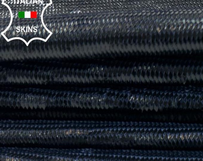 DARK BLUE FRINGED Scales Textured Soft Italian Lambskin Sheep Lamb Leather pack 2 hides skins total 7sqf 0.9mm #C4977