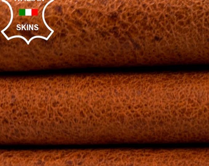 ORANGE CRINKLED Vintage Used Look Soft Italian Lambskin Sheep Lamb leather hide hides skin skins 4sqf 0.9mm #C5312