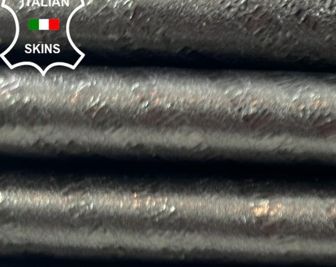 METALLIC PEWTER Zebra Print On Crinkled Soft Italian Lambskin Sheep Lamb leather hide hides skin skins 7sqf 0.8mm #C5768