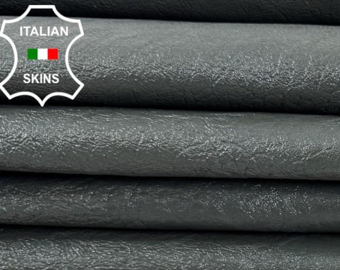 Delivered Duty paid - PATENT PETROL ROUGH Washed Vegetable Tan Thick Strong Italian Goat leather pack 2 skins total 14sqf 1.3mm #Z444
