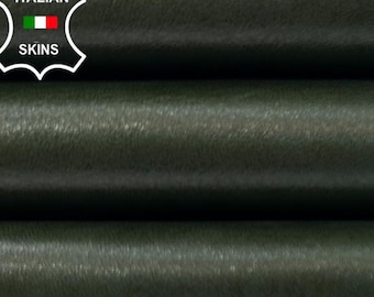 OLIVE GREEN Semi Gloss Shiny Soft Italian Lambskin Sheep Lamb leather hide hides skin skins 4+sqf 0.7mm #C5289