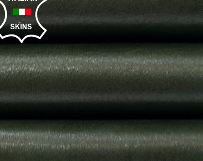 OLIVE GREEN Semi Gloss Shiny Soft Italian Lambskin Sheep Lamb leather hide hides skin skins 4+sqf 0.7mm #C5289