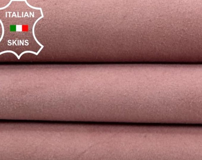 Delivered Duty paid - BABY PINK SUEDE Soft Italian Goat leather skin 3+sqf 0.9mm #C7745