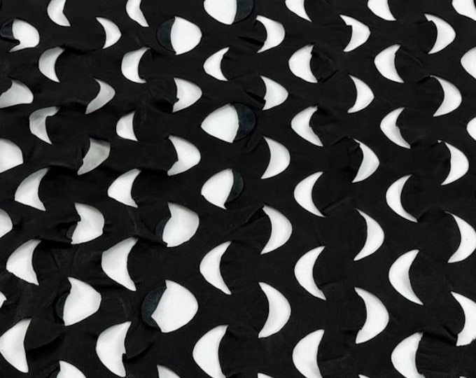 Delivered Duty Paid-BLACK HALF MOONS Perforated Soft Italian Lamb leather skin 6sqf 0.9mm #C6866