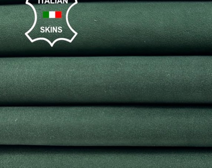 WASHED NUBUCK GREEN Vegetable Tan Thick Italian Lambskin Sheep Lamb Leather pack 3 hides skins total 14sqf 1.1mm #C5387