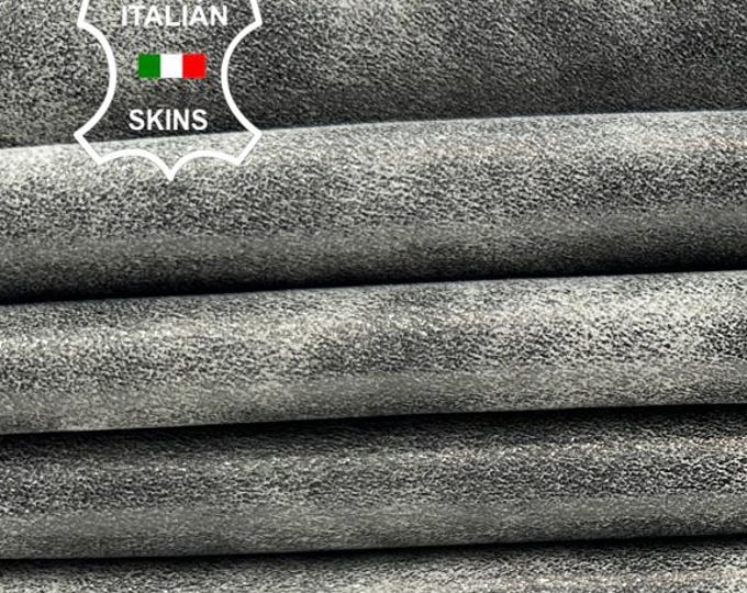 METALLIC LIGHT PEWTER Shimmer Distressed Vintage Look Thick Soft talian Lambskin Sheep Lamb leather pack 3 hides  total 18sqf 1.2mm #C5622