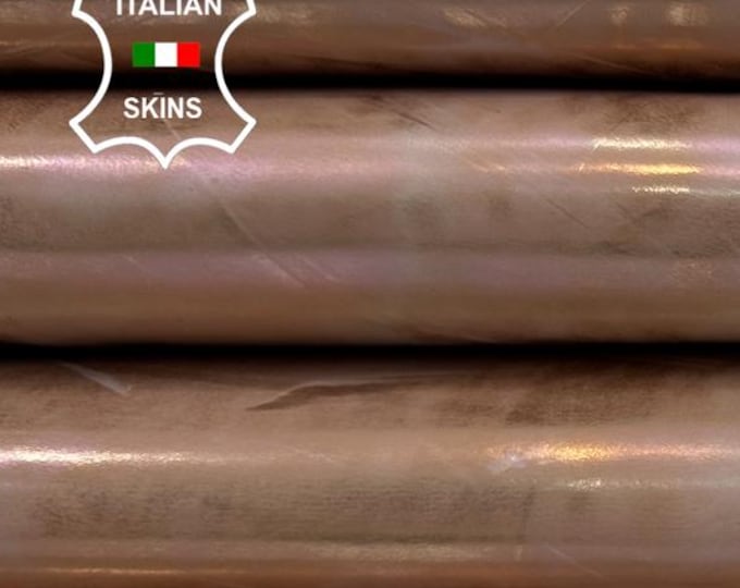 METALLIC ROSE GOLD Pink Distressed Strong Italian Calfskin Calf Cow leather pack 2 hides skins total 14sqf 0.7mm #C5759