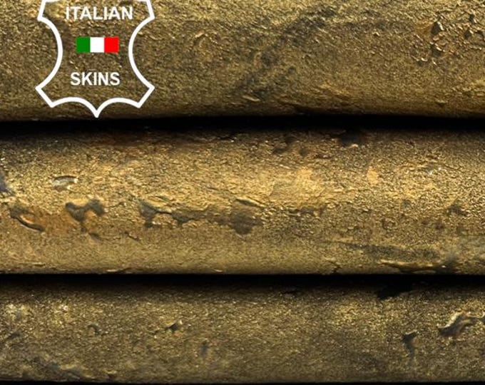 METALLIC BRONZE TEXTURED Rustic Look Italian Goatskin Goat Leather pack 2 hides skins total 10sqf 0.9mm #C5475