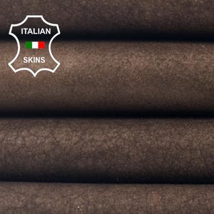 BROWN NUBUCK VINTAGE Soft Italian Goat leather skin 6+sqf 0.7mm #C6005