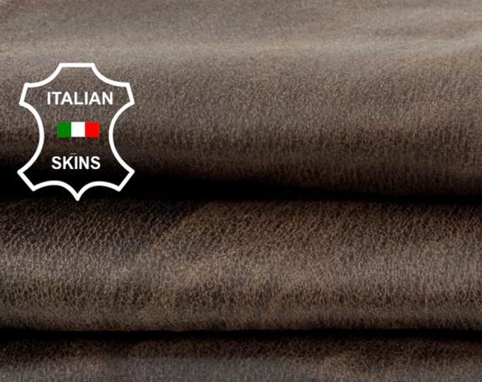 Delivered Duty paid -  BROWN ANTIQUED Vintage Look Vegetable Tan Italian STRETCH Backed Lamb Leather skin 6sqf 0.7mm #C7799