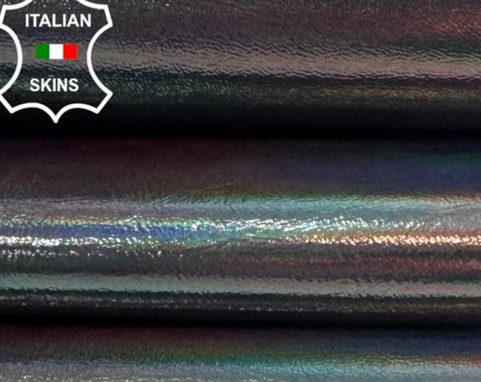 METALLIC HOLOGRAPHIC & LEAD Soft Italian Lamb leather skin 5sqf 0.7mm #C7409