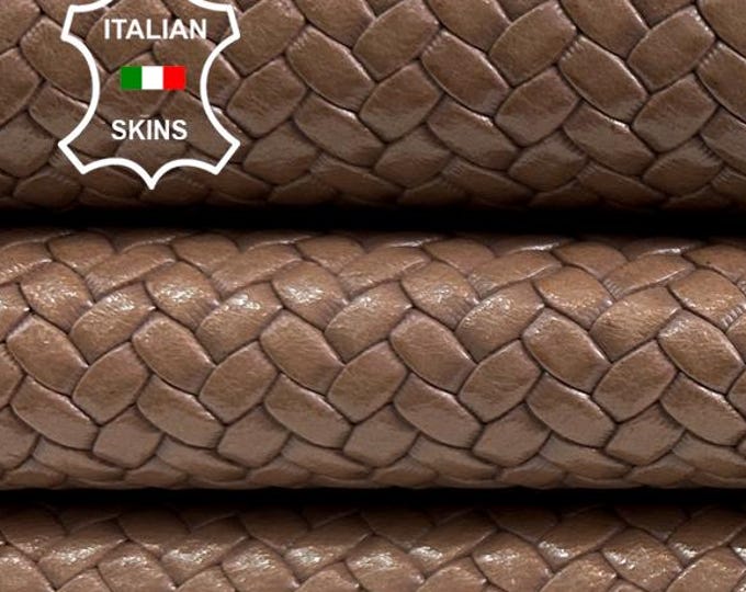 CAFFE LATTE WOVEN Textured Embossed On Thick Italian Goatskin Goat leather hide hides skin skins 6sqf 1.2mm #C4618