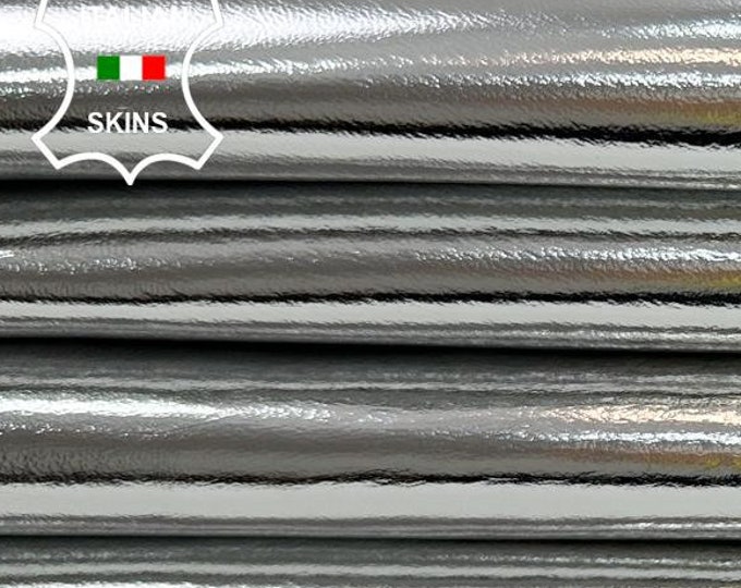 METALLIC SILVER Soft Italian Lambskin Sheep Lamb Leather pack 2 hides skins total 12sqf 0.7mm #C2427