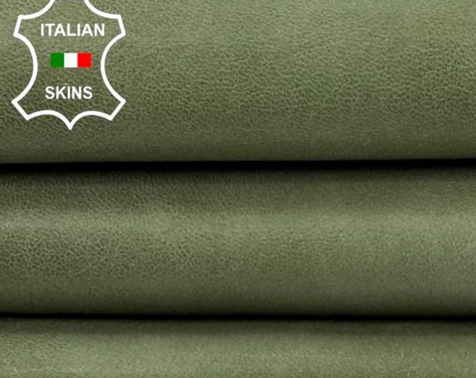 GREEN Vegetable Tan Vintage Look Italian Lamb leather skin 6+sqf 0.7mm #C7477