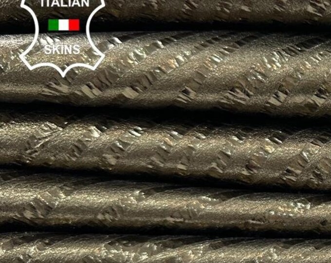 METALLIC PEWTER ZEBRA Crinkle Print On Soft Italian Lambskin Lamb Sheep Leather pack 2 hides skins total 12sqf 0.8mm #C2549