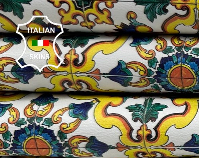 AMALFI CERAMIC TILES Print Strong Italian Goatskin Goat leather pack 2 hides skins total 7+sqf 0.8mm #C5731