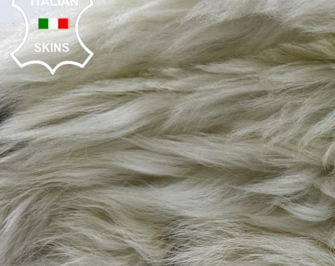 LIGHT IVORY Hair On sheepskin Lamb shearling fur hairy sheep Italian leather pack total of 5 skins 15"x25"  #C4683