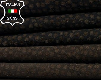 BLACK & BROWN SUEDE Printed Soft Italian Lambskin Sheep Lamb leather pack 2 hides skins total 6+sqf 0.7mm #C5033