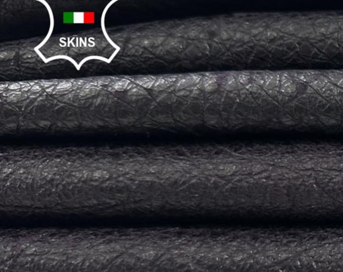 DARK EGGPLANT PURPLE Grainy Very Used Vintage Look Thick Soft Italian Lambskin Sheep leather pack 2 hides skins total 10+sqf 1.5mm #C4336