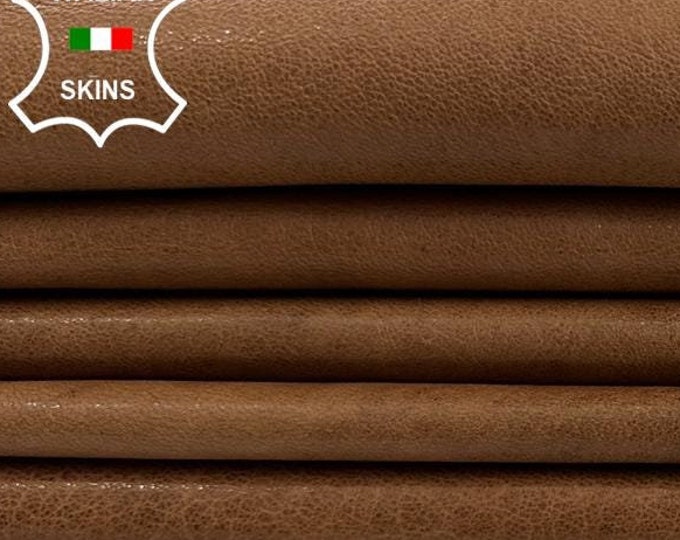 WASHED LIGHT BROWN Rustic Look Vegetable Tan Thick Soft Italian Lambskin Sheep Lamb Leather pack 3 hides skins total 20sqf 1.0mm #C2993