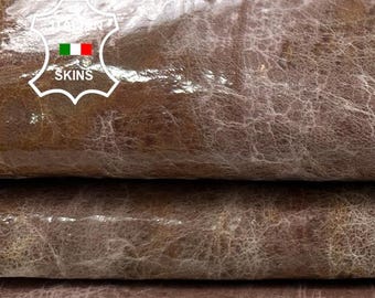 DEEP NUDE CRINKLED Very Vintage Look Italian Lambskin Sheep Lamb leather hide hides skin skins 6+sqf 0.7mm #C3760