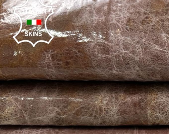DEEP NUDE CRINKLED Very Vintage Look Italian Lambskin Sheep Lamb leather hide hides skin skins 6+sqf 0.7mm #C3760