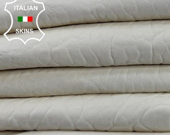 VANILLA WHITE GRAINY Backed Shiny FilmThick Soft Italian Lamb leather pack 5 skins total 30sqf 1.2mm #Z457