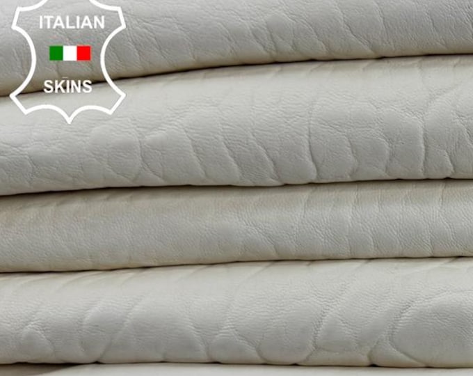 Delivered Duty paid - VANILLA WHITE GRAINY Backed Shiny FilmThick Soft Italian Lamb leather pack 5 skins total 30sqf 1.2mm #Z457